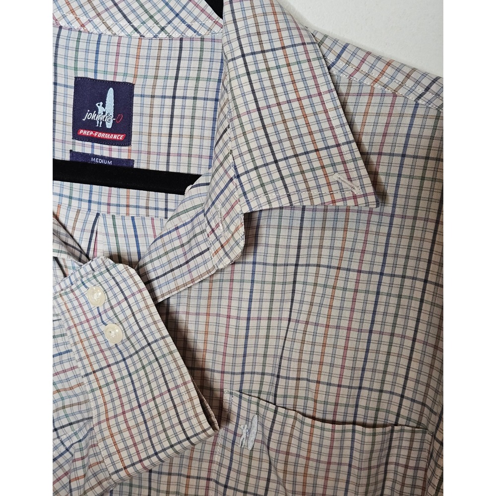 Johnnie-O‎ Prep-Formance Plaid Multicolor Button Down Shirt Mens Medium Bamboo
